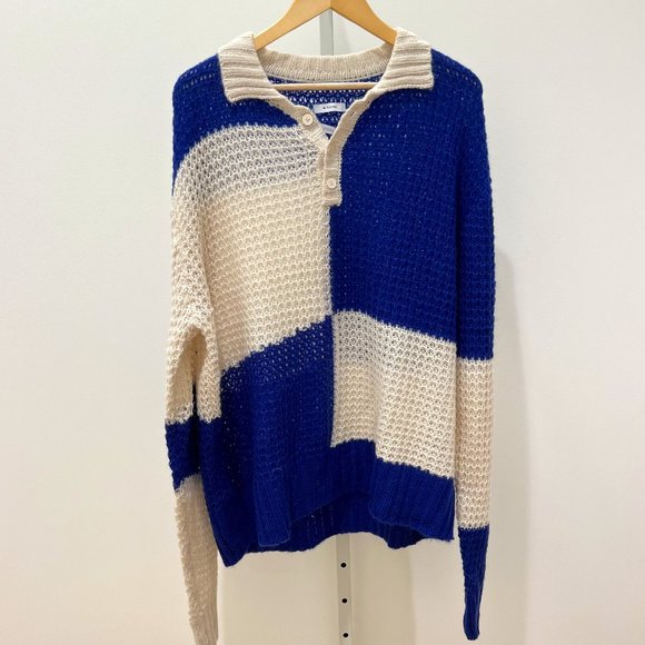 Other - Mr. Saturday Open Knit Blue And White Sweater